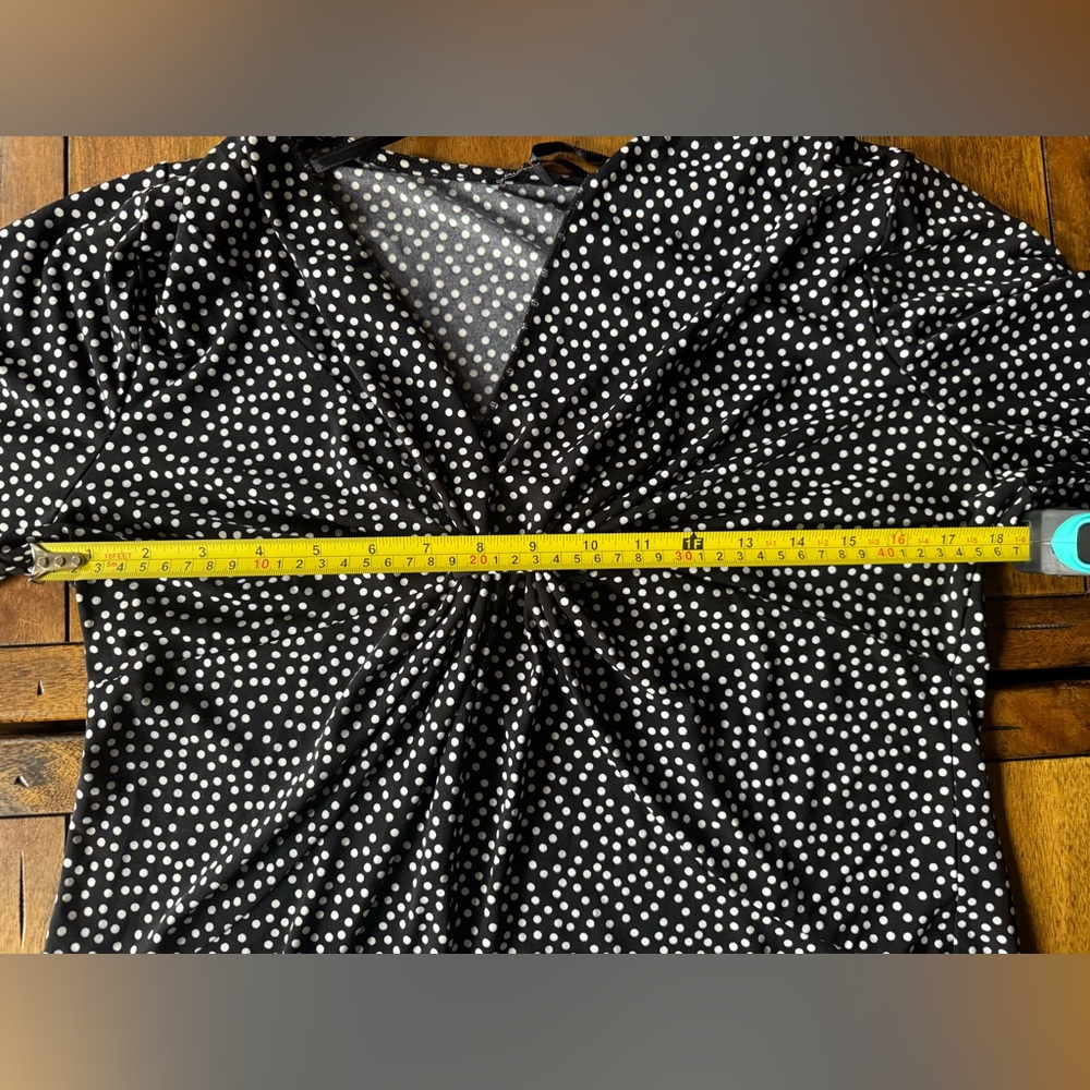 Chaus Black & White Polka Dot Long Sleeve Blouse Size L - Picture 4 of 7
